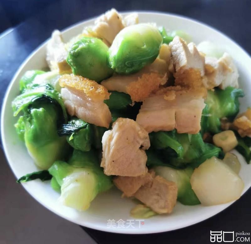 烧肉炒儿菜