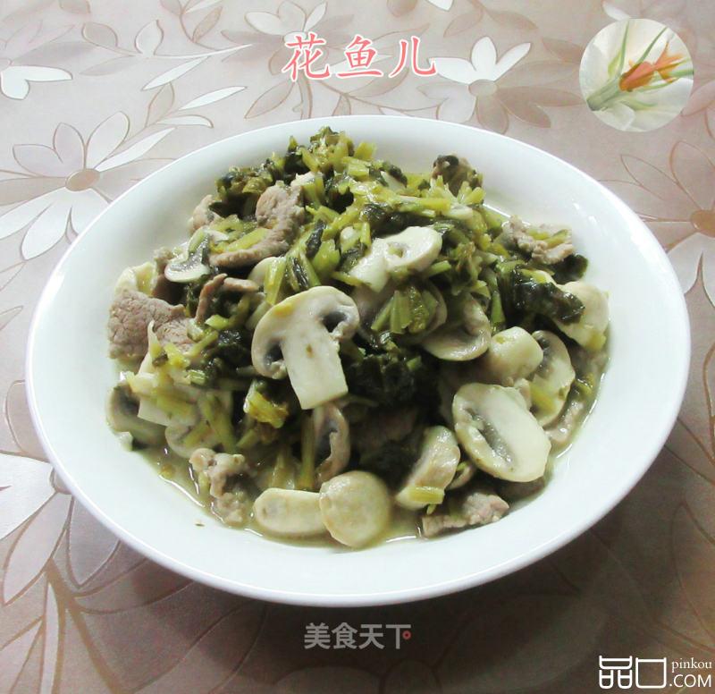 猪肉咸菜炒蘑菇