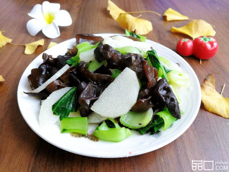 山药青菜炒黑木耳