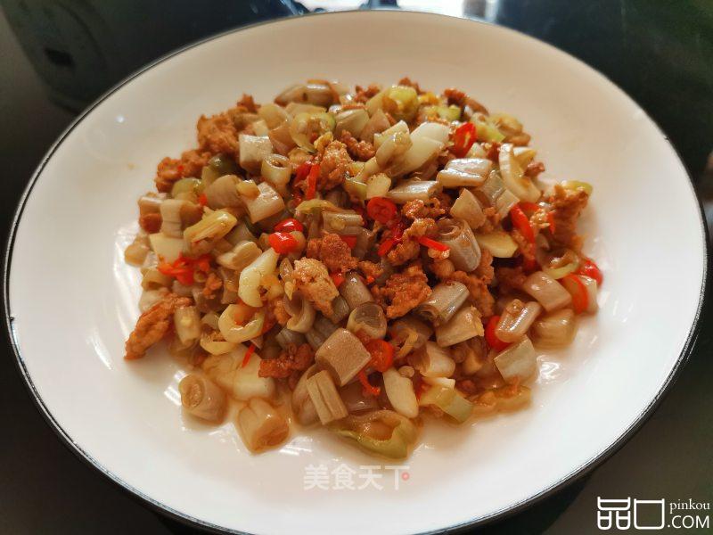 肉末白四季豆炒白辣椒