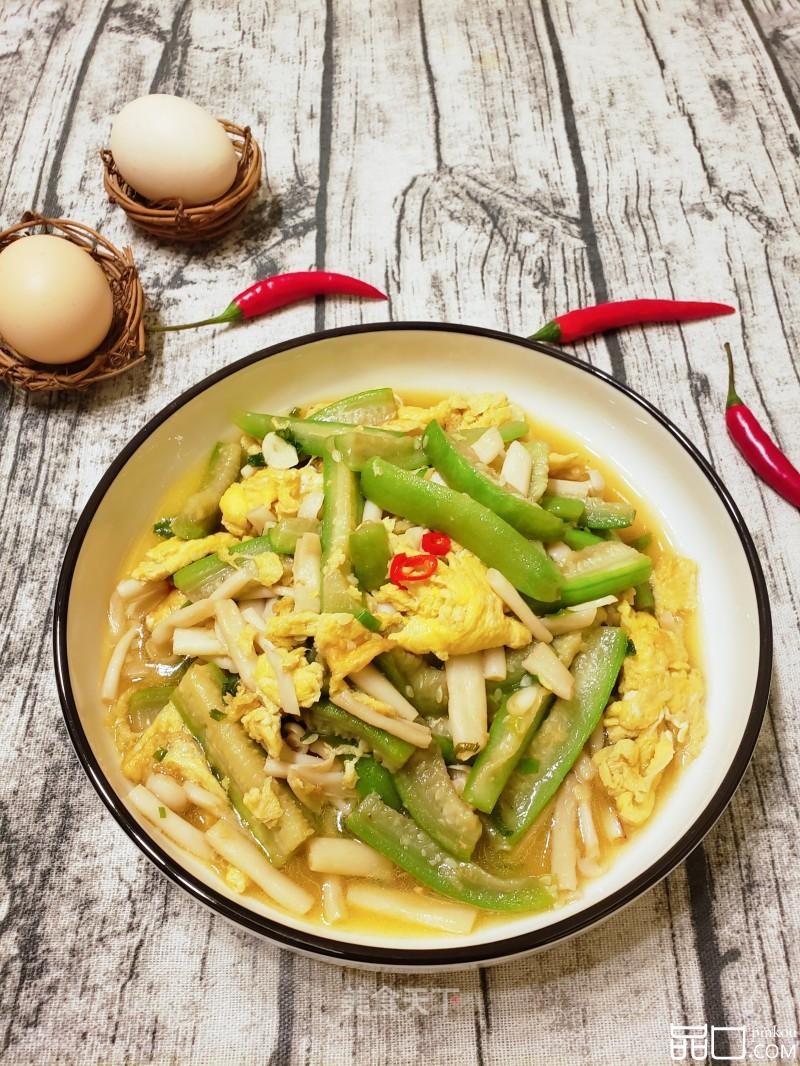 低卡营养海鲜菇丝瓜炒蛋