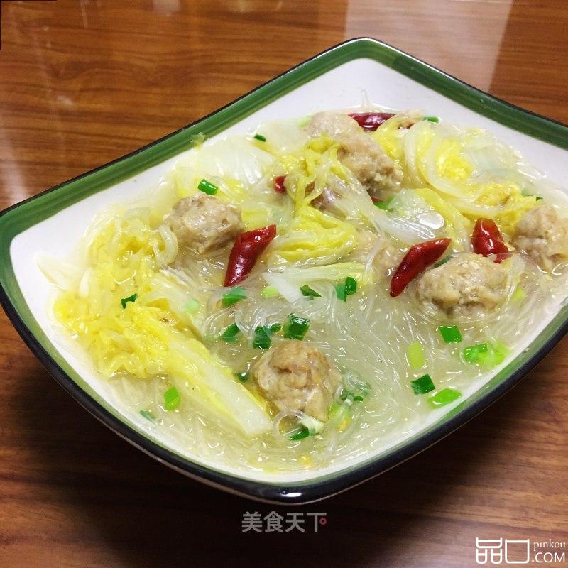 白菜粉丝丸子汤