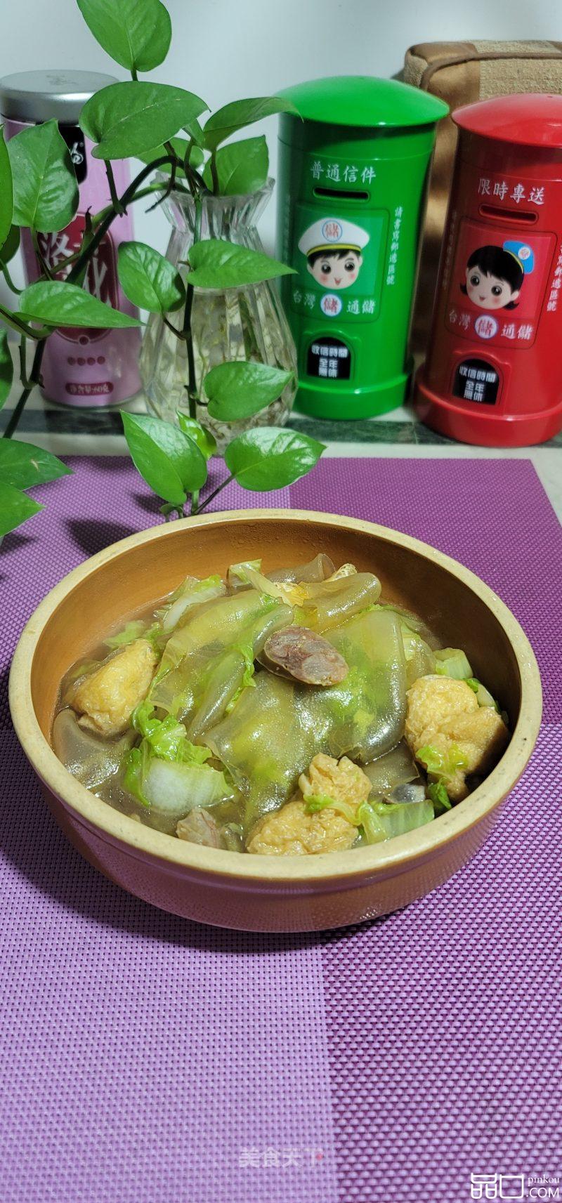 白菜油豆腐炖粉皮