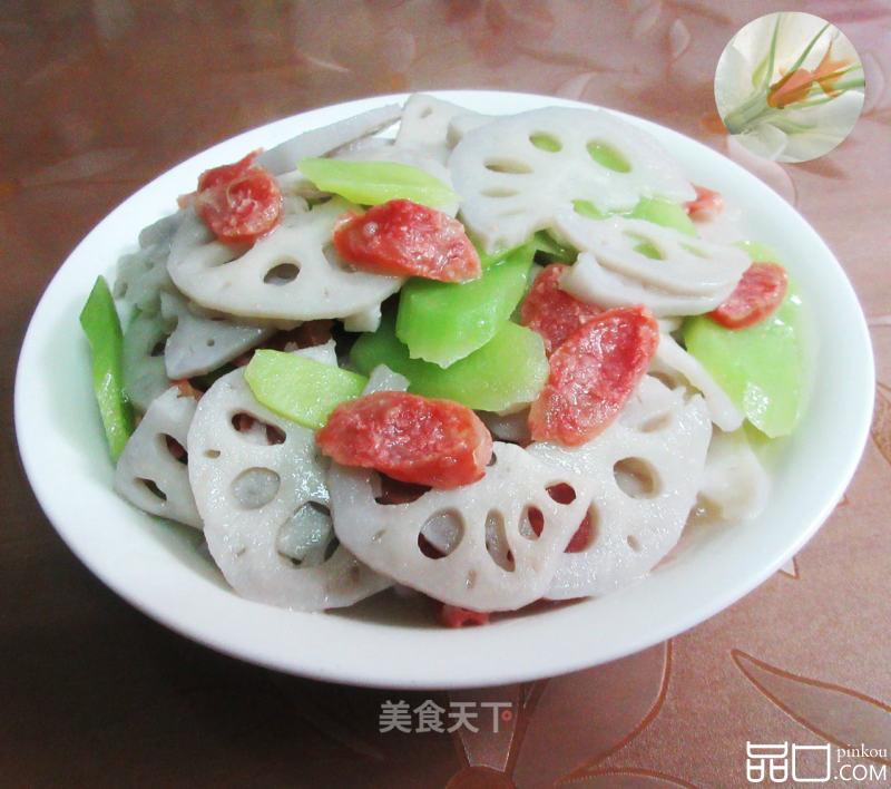 莴笋香肠炒莲藕