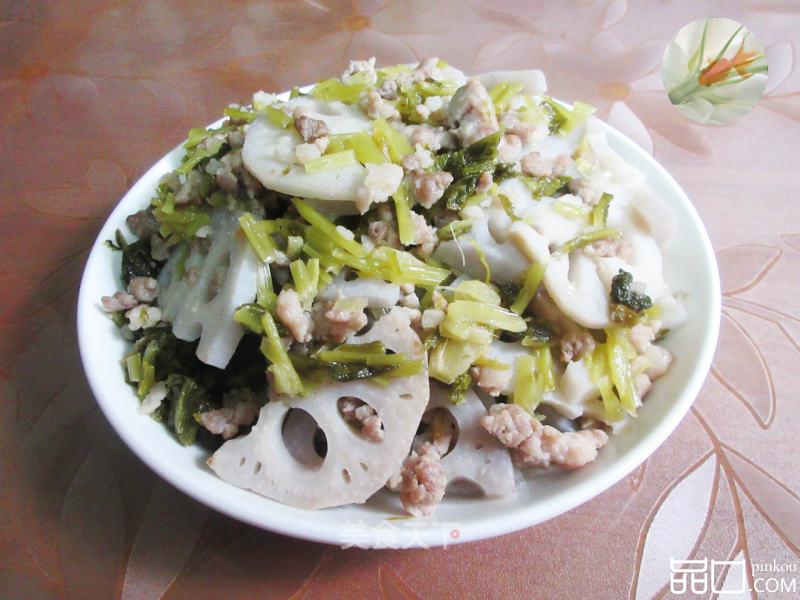 咸菜肉末炒莲藕