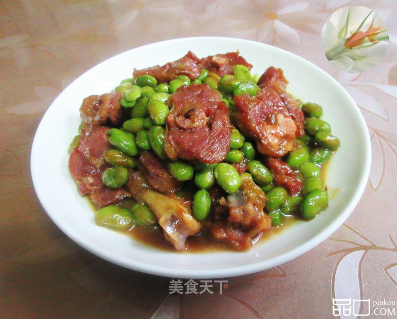 腊鸭腿烧毛豆