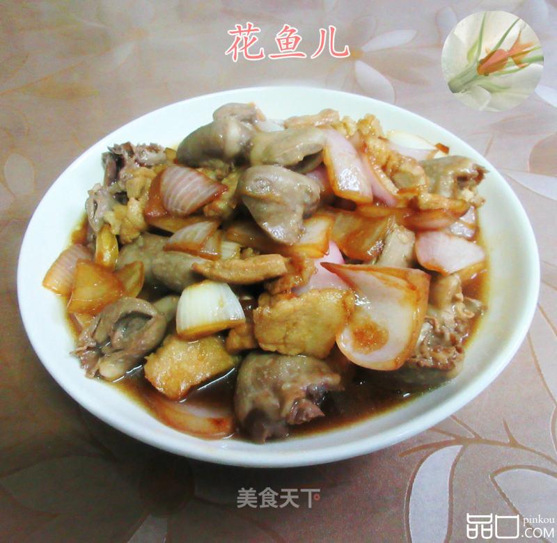 洋葱五花肉炒鸡心