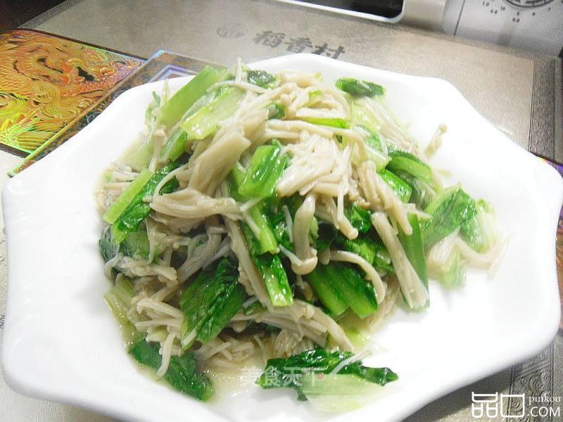 金针菇炒油麦菜