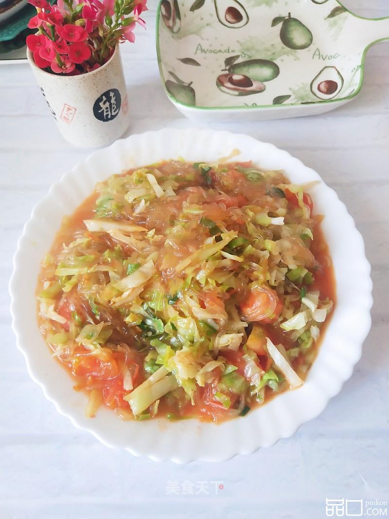 圆白菜炒西红柿粉条