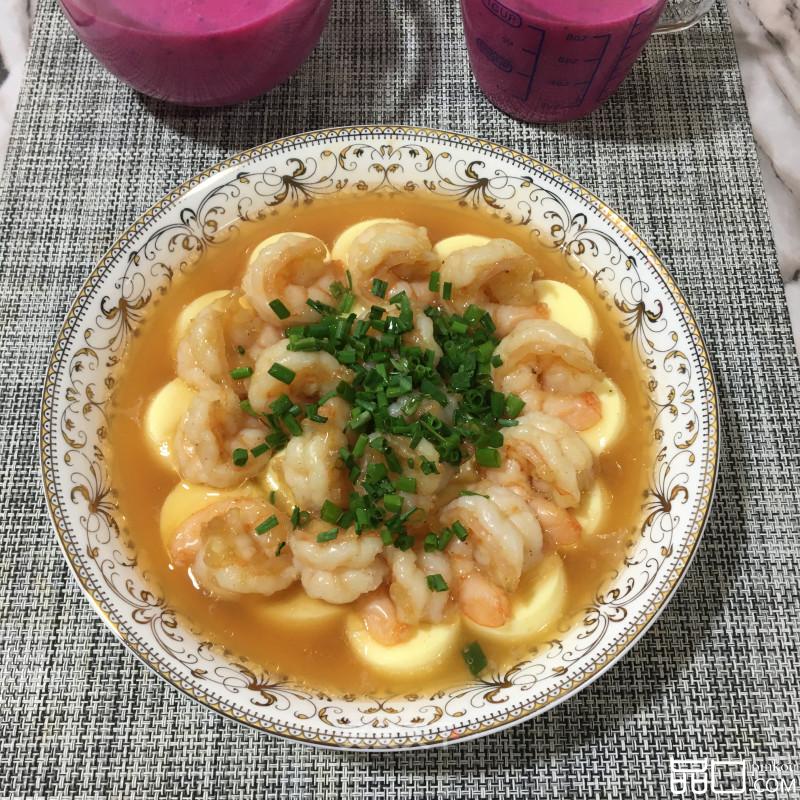 虾仁蒸玉子豆腐