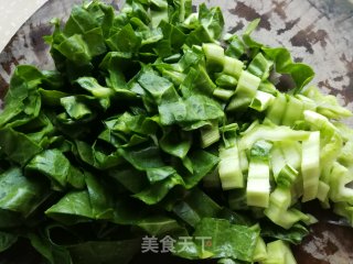 鸭蛋牛皮菜炒年糕步骤2