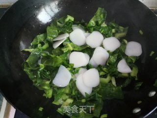 鸭蛋牛皮菜炒年糕步骤6