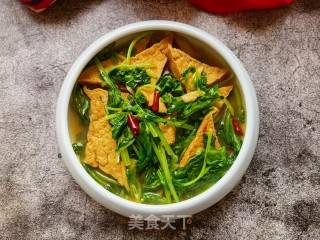 炸豆腐烩油菜苗步骤11