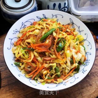 包菜炒红薯粉步骤11