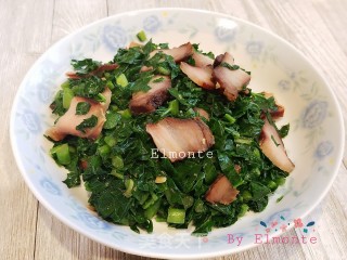 腊肉炒萝卜缨步骤11
