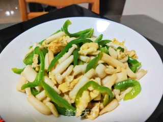 青椒白玉菇炒鸡蛋步骤14