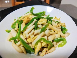 青椒白玉菇炒鸡蛋步骤15