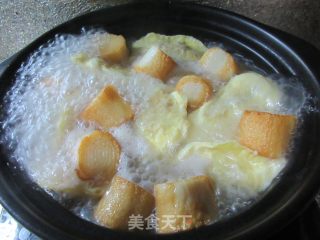 花菜干贝烧蛋饺煲步骤6