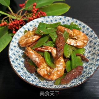 “腊味”辣肠大虾炒芸豆步骤16