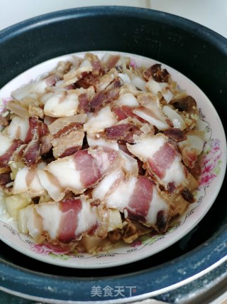 腊肉蒸萝卜糯米步骤10