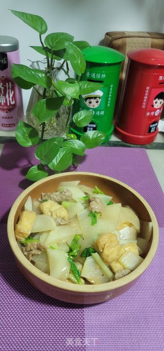 肉片油豆腐烧白萝卜步骤12
