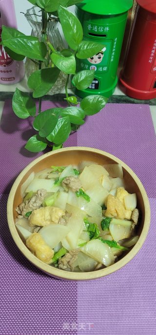 肉片油豆腐烧白萝卜步骤13