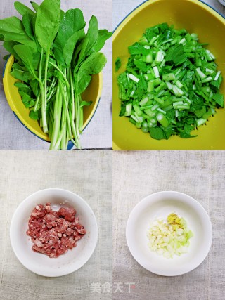 肉末炒菜心步骤1