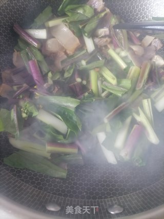 红菜苔炒腊肉步骤4