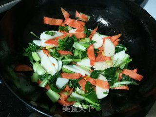 青菜山药炒虾仁步骤4