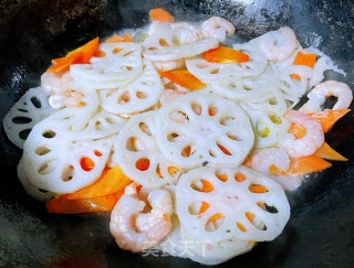 #快手小炒#荷兰豆藕片木耳胡萝卜炒虾仁步骤7