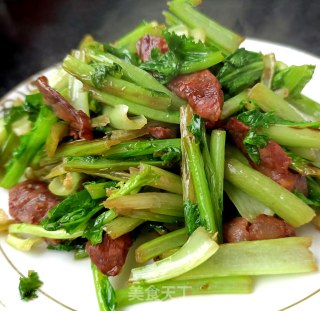 “快手小炒”腊肠炒苔菜步骤9