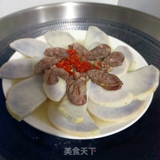 剁椒腊肠蒸芋头步骤7