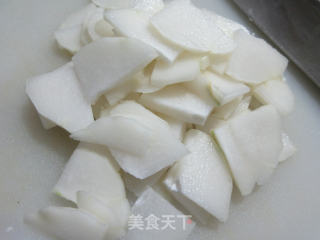 鸭肝炒白佛手瓜步骤5