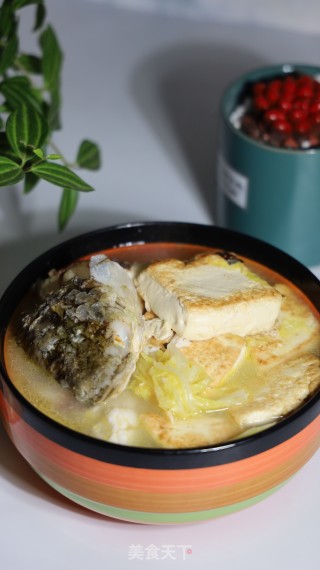 白菜豆腐炖鱼步骤6