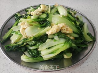 青菜炒鸡蛋步骤8