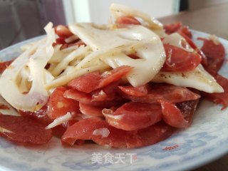 广式腊肠炒莲菜步骤7