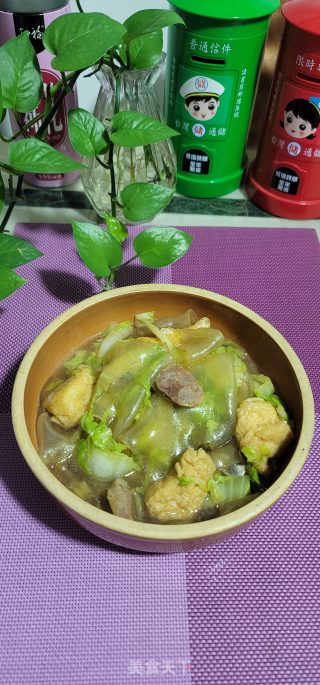 白菜油豆腐炖粉皮步骤8
