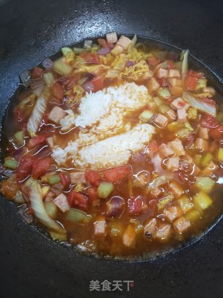 鲜香开胃的番茄虾仁烩米饭步骤8