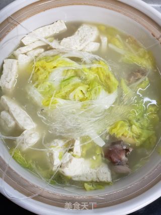白菜豆腐粉丝鸭架汤步骤7