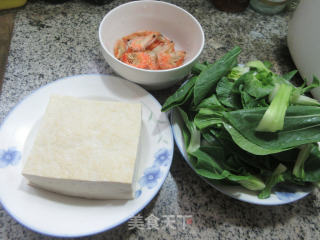 虾干青菜煮老豆腐步骤1