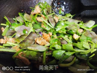 芹菜扁豆炒肉片步骤4