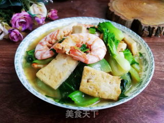 红虾青菜烧豆腐步骤8