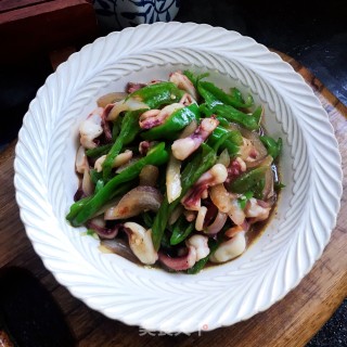 黑胡椒青椒炒章鱼步骤9
