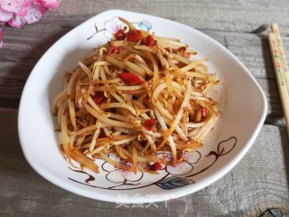 小红椒炒绿豆芽步骤8