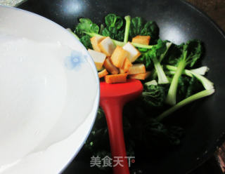 鱼豆腐炒塔苦菜步骤6