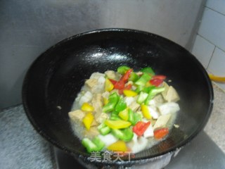 莲藕彩椒炒豆干步骤8