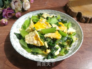 青菜炒荷包蛋步骤9