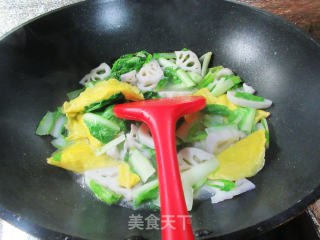 蛋饺莲藕煮毛毛菜步骤9
