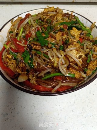 豆芽鸡蛋炒粉条步骤16
