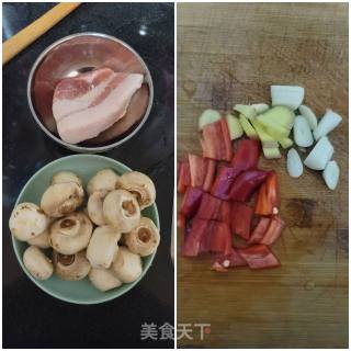 猪肉炒白磨菇步骤1